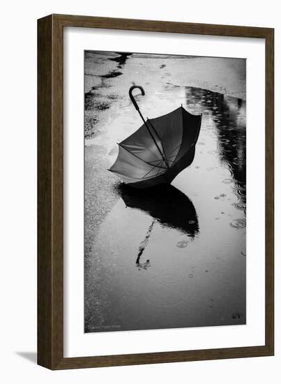 Umbrella in Puddle-Sharon Wish-Framed Photographic Print