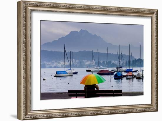 Umbrella On Lake Lucerne-Charles Bowman-Framed Photographic Print