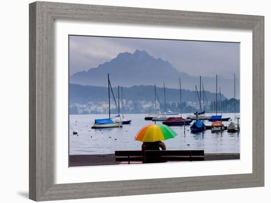 Umbrella On Lake Lucerne-Charles Bowman-Framed Photographic Print