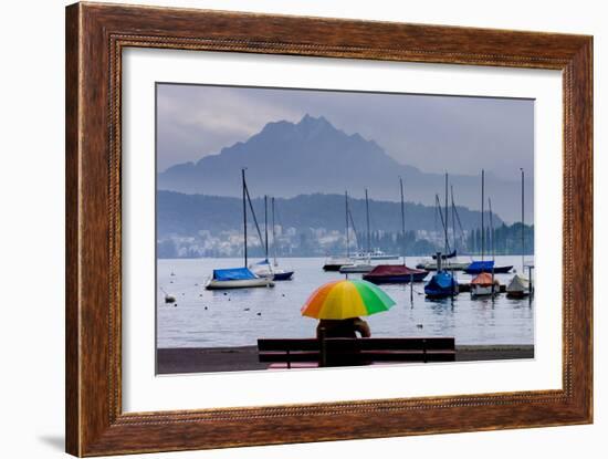 Umbrella On Lake Lucerne-Charles Bowman-Framed Photographic Print