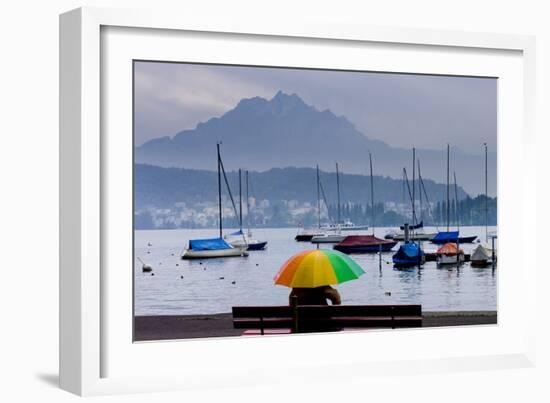 Umbrella On Lake Lucerne-Charles Bowman-Framed Photographic Print