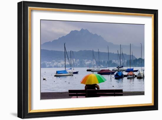 Umbrella On Lake Lucerne-Charles Bowman-Framed Photographic Print