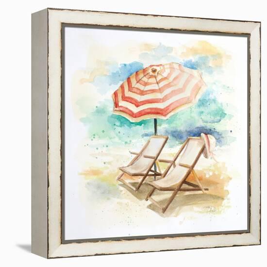 Umbrella on the Beach I-Patricia Pinto-Framed Stretched Canvas