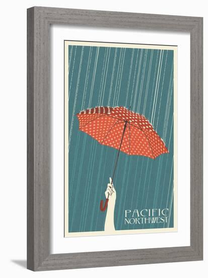 Umbrella - Pacific Northwest, WA-Lantern Press-Framed Art Print