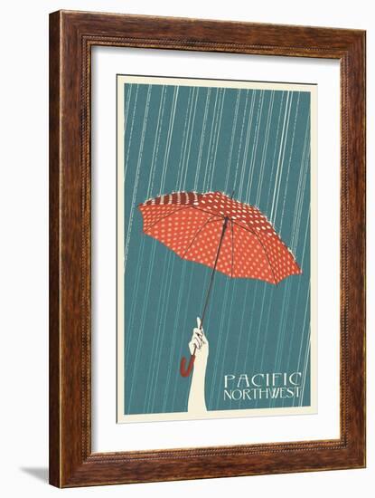 Umbrella - Pacific Northwest, WA-Lantern Press-Framed Art Print