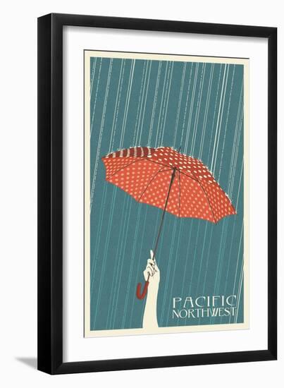 Umbrella - Pacific Northwest, WA-Lantern Press-Framed Art Print