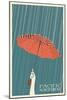 Umbrella - Pacific Northwest, WA-Lantern Press-Mounted Art Print