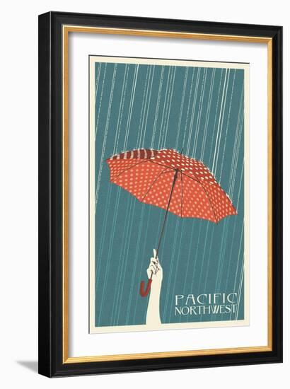 Umbrella - Pacific Northwest, WA-Lantern Press-Framed Art Print