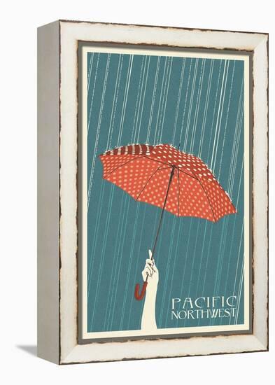 Umbrella - Pacific Northwest, WA-Lantern Press-Framed Stretched Canvas