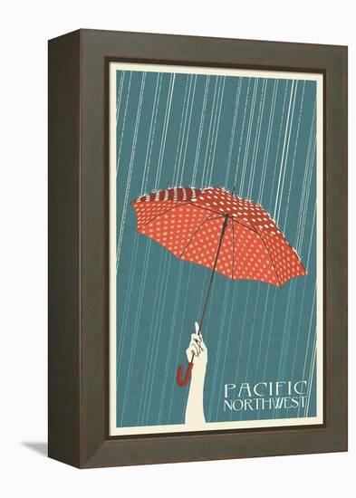 Umbrella - Pacific Northwest, WA-Lantern Press-Framed Stretched Canvas