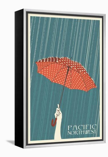 Umbrella - Pacific Northwest, WA-Lantern Press-Framed Stretched Canvas
