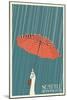 Umbrella - Seattle, WA-Lantern Press-Mounted Art Print