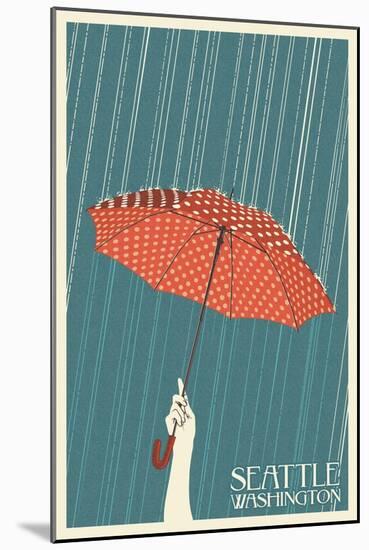 Umbrella - Seattle, WA-Lantern Press-Mounted Art Print