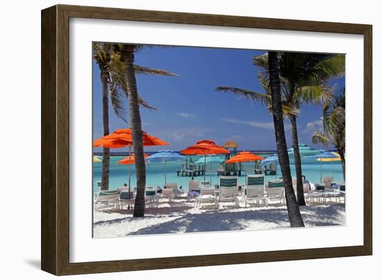 Umbrellas and Shade at Castaway Cay, Bahamas, Caribbean-Kymri Wilt-Framed Photographic Print