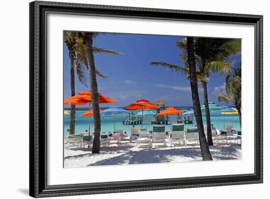 Umbrellas and Shade at Castaway Cay, Bahamas, Caribbean-Kymri Wilt-Framed Photographic Print