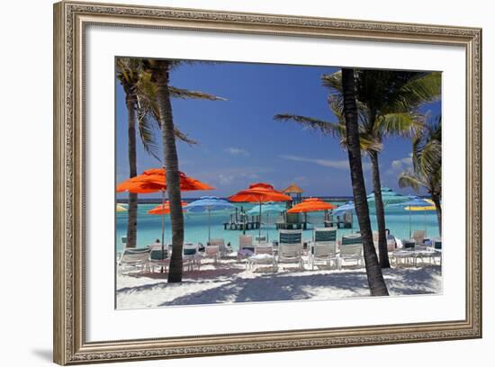 Umbrellas and Shade at Castaway Cay, Bahamas, Caribbean-Kymri Wilt-Framed Photographic Print