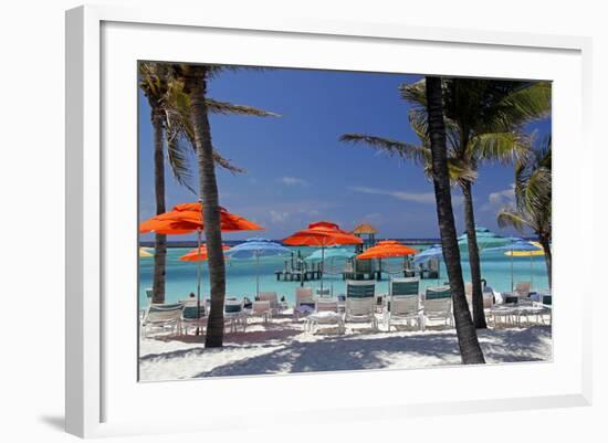 Umbrellas and Shade at Castaway Cay, Bahamas, Caribbean-Kymri Wilt-Framed Photographic Print