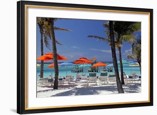 Umbrellas and Shade at Castaway Cay, Bahamas, Caribbean-Kymri Wilt-Framed Photographic Print