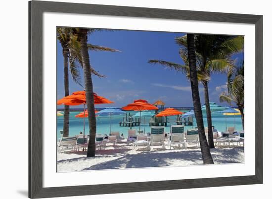 Umbrellas and Shade at Castaway Cay, Bahamas, Caribbean-Kymri Wilt-Framed Photographic Print