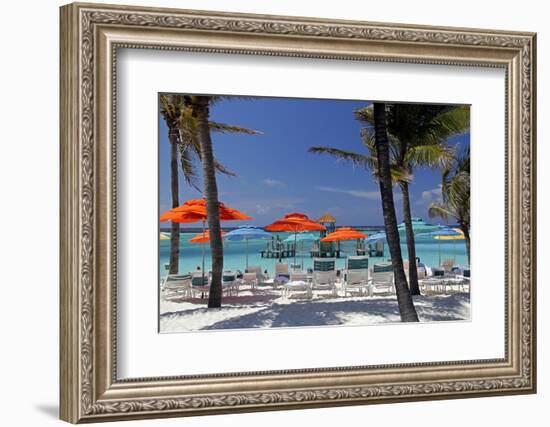 Umbrellas and Shade at Castaway Cay, Bahamas, Caribbean-Kymri Wilt-Framed Photographic Print