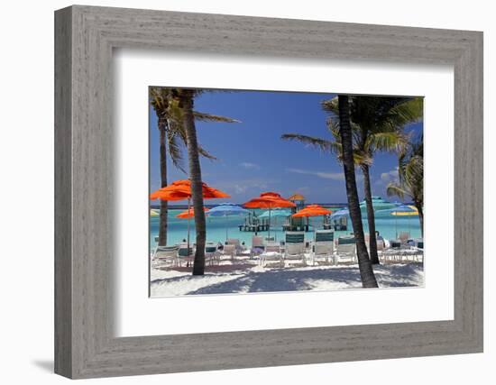 Umbrellas and Shade at Castaway Cay, Bahamas, Caribbean-Kymri Wilt-Framed Photographic Print