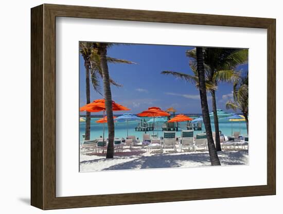 Umbrellas and Shade at Castaway Cay, Bahamas, Caribbean-Kymri Wilt-Framed Photographic Print