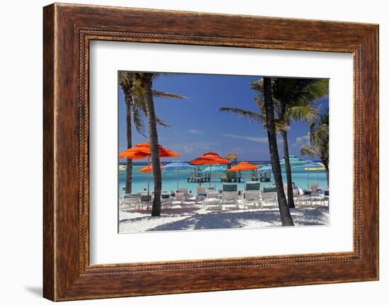 Umbrellas and Shade at Castaway Cay, Bahamas, Caribbean-Kymri Wilt-Framed Photographic Print