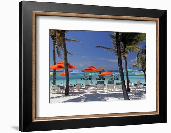 Umbrellas and Shade at Castaway Cay, Bahamas, Caribbean-Kymri Wilt-Framed Photographic Print