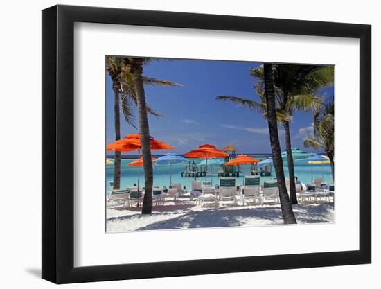 Umbrellas and Shade at Castaway Cay, Bahamas, Caribbean-Kymri Wilt-Framed Photographic Print