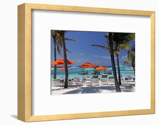 Umbrellas and Shade at Castaway Cay, Bahamas, Caribbean-Kymri Wilt-Framed Photographic Print