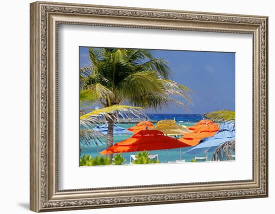 Umbrellas and Shade at Castaway Cay, Bahamas, Caribbean-Kymri Wilt-Framed Photographic Print