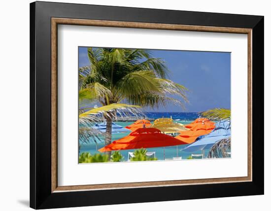 Umbrellas and Shade at Castaway Cay, Bahamas, Caribbean-Kymri Wilt-Framed Photographic Print