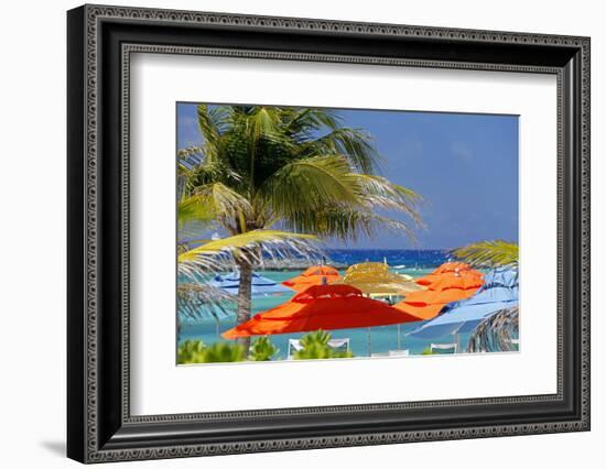 Umbrellas and Shade at Castaway Cay, Bahamas, Caribbean-Kymri Wilt-Framed Photographic Print