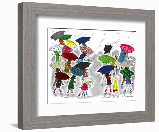 Umbrellas - Jack and Jill, April 1945-Stella May DaCosta-Framed Premium Giclee Print