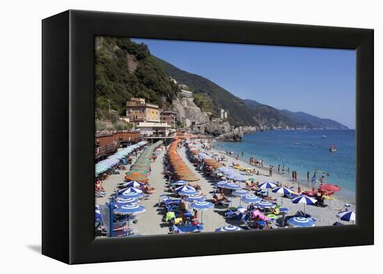 Umbrellas on the New Town Beach at Monterosso Al Mare-Mark Sunderland-Framed Premier Image Canvas