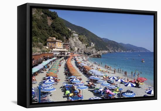 Umbrellas on the New Town Beach at Monterosso Al Mare-Mark Sunderland-Framed Premier Image Canvas