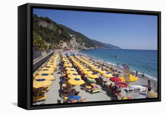 Umbrellas on the New Town Beach at Monterosso Al Mare-Mark Sunderland-Framed Premier Image Canvas