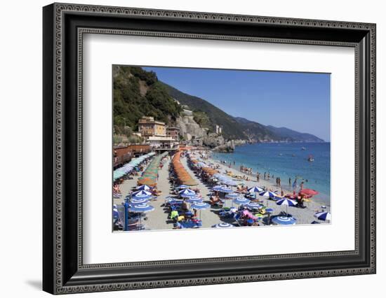 Umbrellas on the New Town Beach at Monterosso Al Mare-Mark Sunderland-Framed Photographic Print