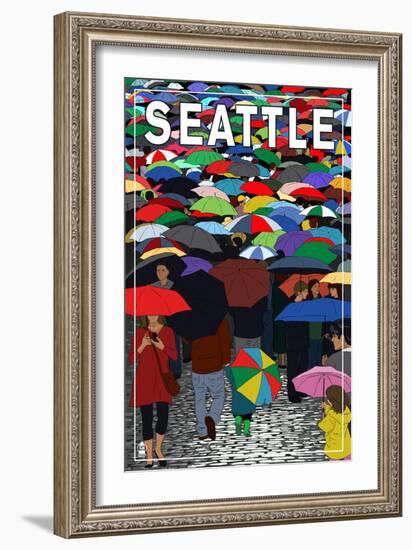 Umbrellas - Seattle, WA, c.2009-Lantern Press-Framed Art Print