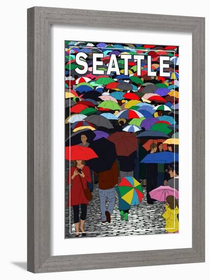 Umbrellas - Seattle, WA, c.2009-Lantern Press-Framed Art Print
