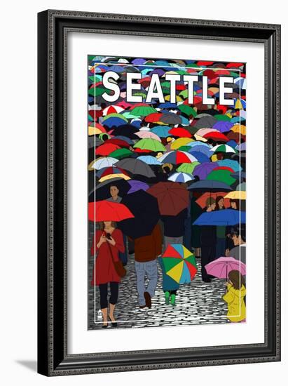 Umbrellas - Seattle, WA, c.2009-Lantern Press-Framed Art Print