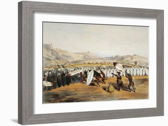 Umpanda Inspecting Troops at Nonduengi, 1849-George French Angas-Framed Giclee Print