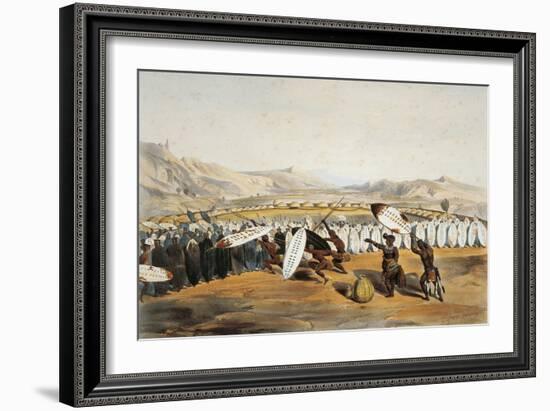 Umpanda Inspecting Troops at Nonduengi, 1849-George French Angas-Framed Giclee Print