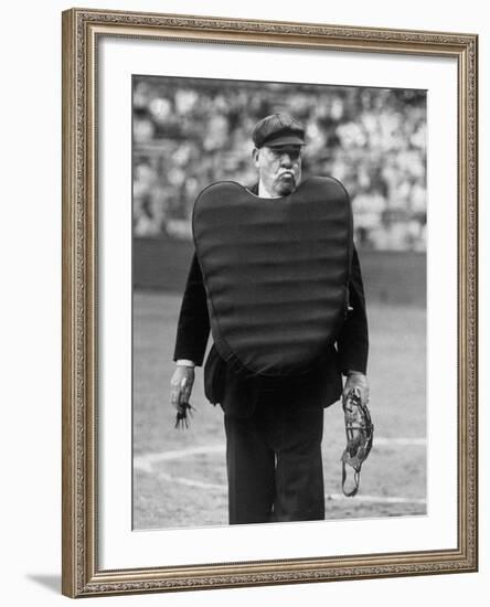 Umpire Bill Summers Glaring Toward Cleveland Indians Dugout-George Silk-Framed Premium Photographic Print