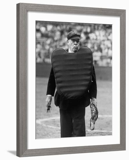 Umpire Bill Summers Glaring Toward Cleveland Indians Dugout-George Silk-Framed Premium Photographic Print