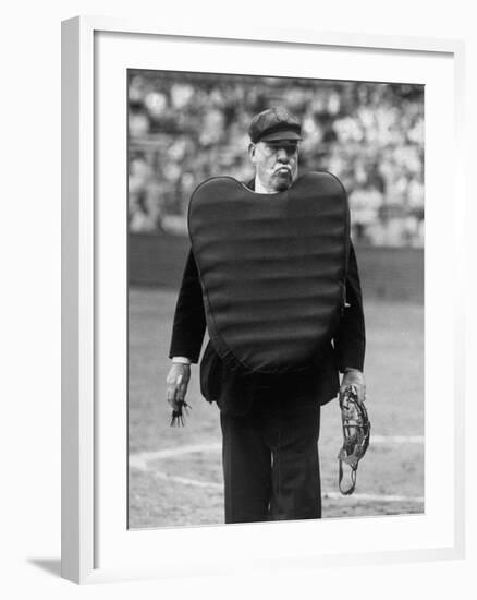 Umpire Bill Summers Glaring Toward Cleveland Indians Dugout-George Silk-Framed Premium Photographic Print