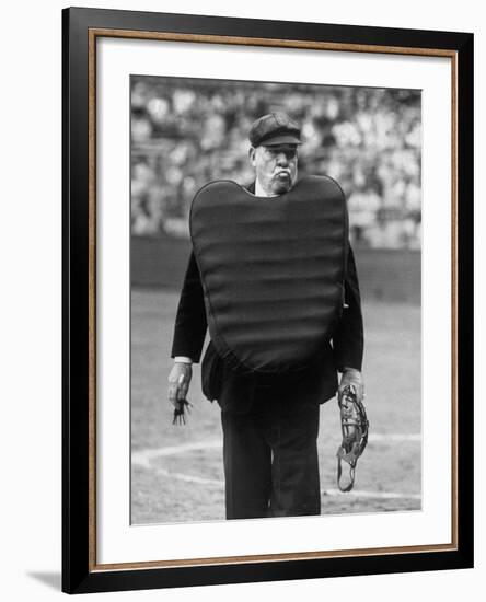 Umpire Bill Summers Glaring Toward Cleveland Indians Dugout-George Silk-Framed Premium Photographic Print