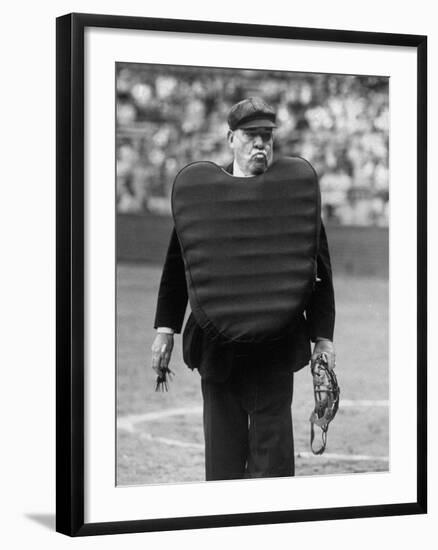 Umpire Bill Summers Glaring Toward Cleveland Indians Dugout-George Silk-Framed Premium Photographic Print