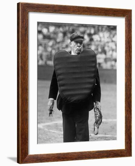 Umpire Bill Summers Glaring Toward Cleveland Indians Dugout-George Silk-Framed Premium Photographic Print