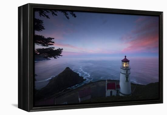 Umpqua River Lighthouse at sunset, Cape Disappointment, Oregon, USA-Panoramic Images-Framed Premier Image Canvas